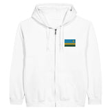 Sweat à capuche à fermeture éclair Drapeau du Rwanda en broderie - Pixelforma 