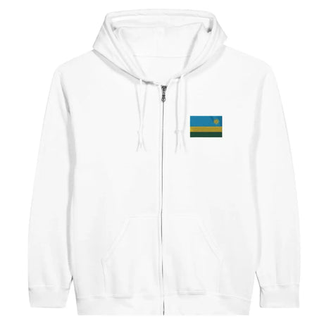 Sweat à capuche à fermeture éclair Drapeau du Rwanda en broderie - Pixelforma 