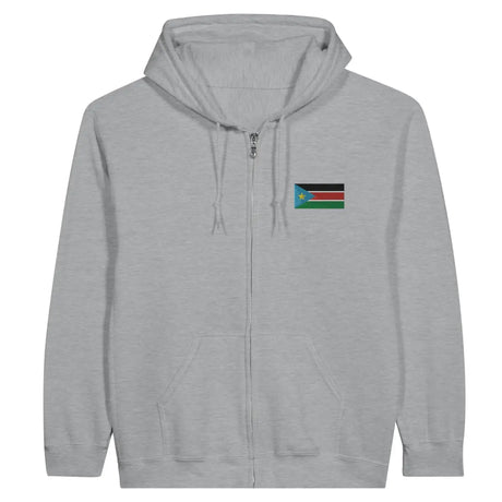 Sweat à capuche à fermeture éclair Drapeau du Soudan du Sud en broderie - Pixelforma 