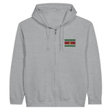 Sweat à capuche à fermeture éclair Drapeau du Suriname en broderie - Pixelforma 