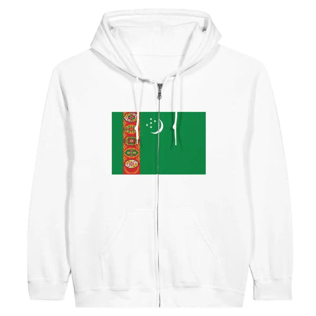 Sweat à capuche à fermeture éclair Drapeau du Turkménistan - Pixelforma 