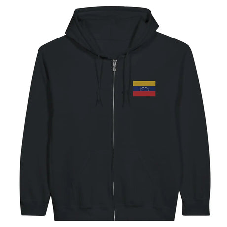 Sweat à capuche à fermeture éclair Drapeau du Venezuela en broderie - Pixelforma 