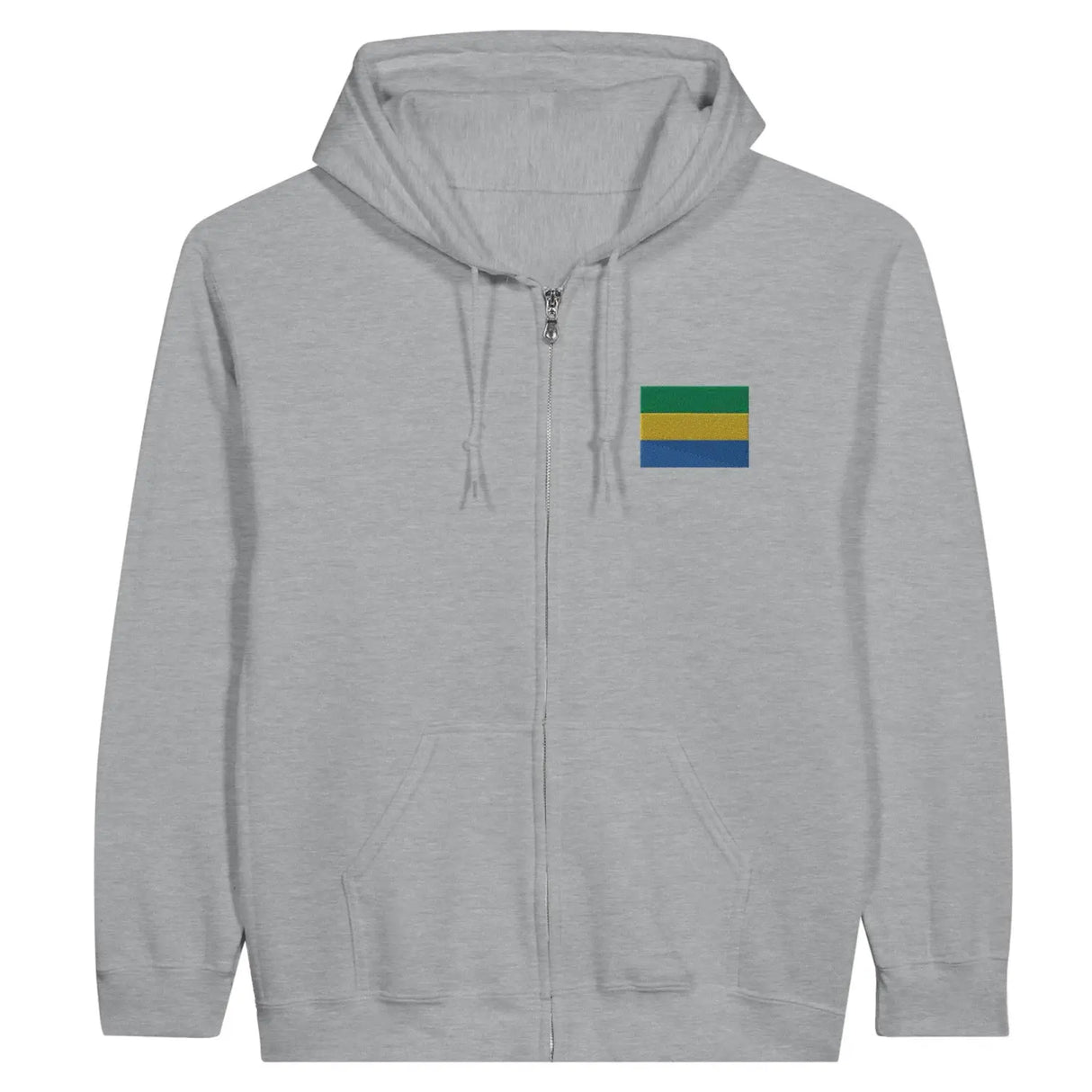 Sweat à capuche à fermeture éclair drapeau gabon en broderie - pixelformaflag