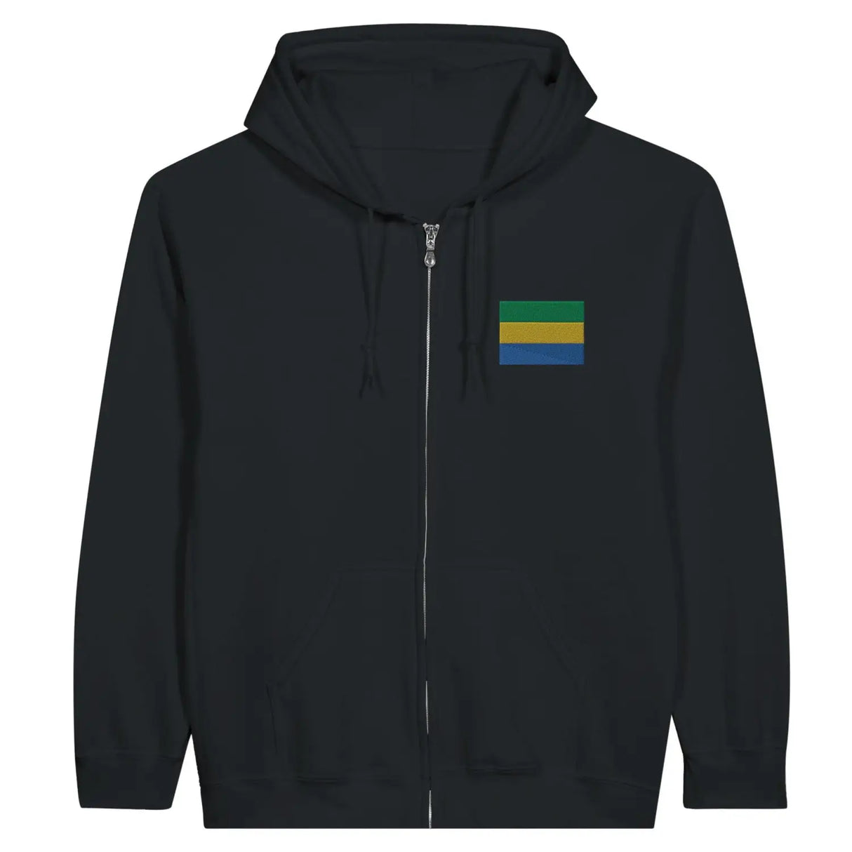 Sweat à capuche à fermeture éclair drapeau gabon en broderie - pixelformaflag