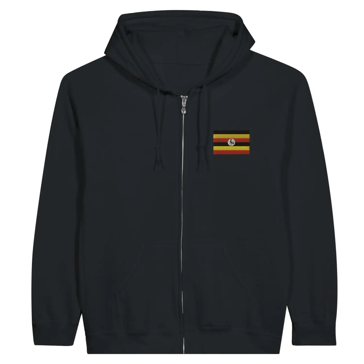 Sweat à capuche à fermeture éclair drapeau ouganda en broderie - pixelformaflag