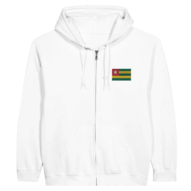 Sweat à capuche à fermeture éclair drapeau togo en broderie - pixelformaflag