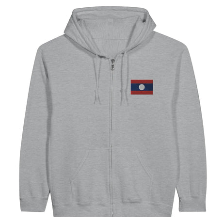 Sweat à capuche laos broderie couleur coton mélangé