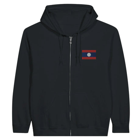 Sweat à capuche laos broderie couleur coton mélangé