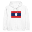 Sweat à capuche laos coton mélangé fermeture éclair brodé