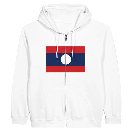 Sweat à capuche laos coton mélangé fermeture éclair brodé