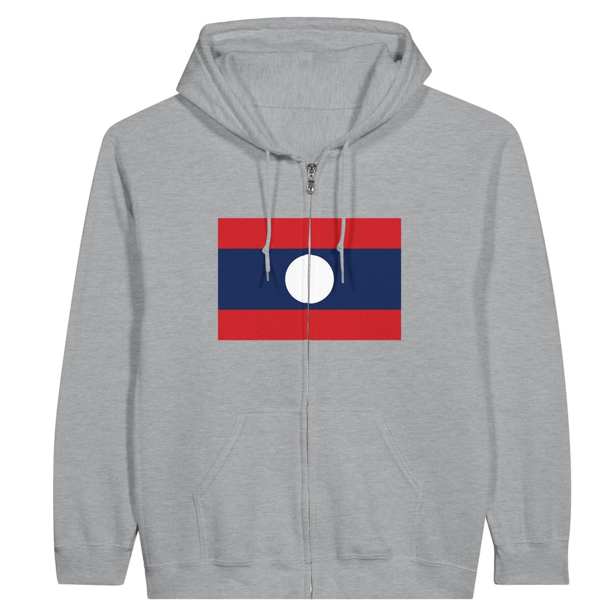 Sweat à capuche laos coton mélangé fermeture éclair brodé