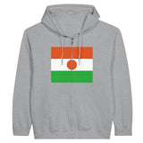 Sweat à capuche niger coton mélangé fermeture éclair
