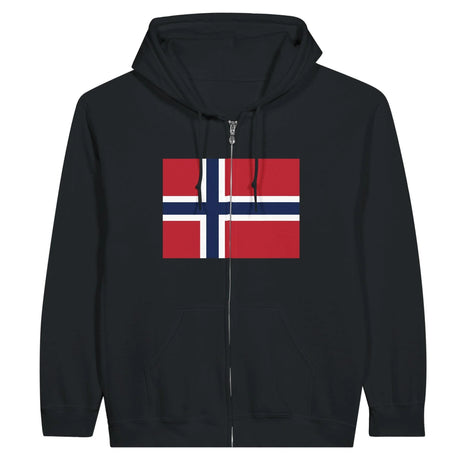Sweat à capuche norvège coton mélangé broderie zip
