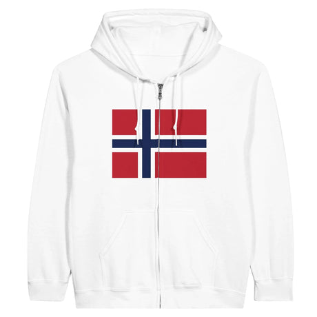 Sweat à capuche norvège coton mélangé broderie zip