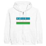 Sweat à capuche ouzbékistan coton broderie fermeture éclair