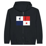 Sweat à capuche panama coton mélangé broderie fermeture éclair