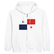 Sweat à capuche panama coton mélangé broderie fermeture éclair