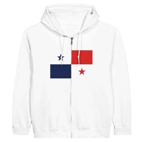Sweat à capuche panama coton mélangé broderie fermeture éclair