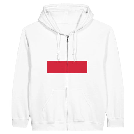 Sweat à capuche pologne fermeture éclair coton broderie
