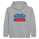 Sweat à capuche réunion coton mélangé broderie confort