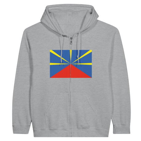 Sweat à capuche réunion coton mélangé broderie confort