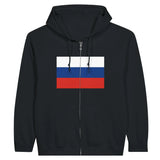 Sweat à capuche russie coton mélangé fermeture éclair brodé