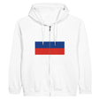 Sweat à capuche russie coton mélangé fermeture éclair brodé