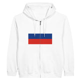 Sweat à capuche russie coton mélangé fermeture éclair brodé