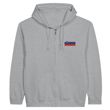 Sweat à capuche slovénie broderie couleur coton mélangé