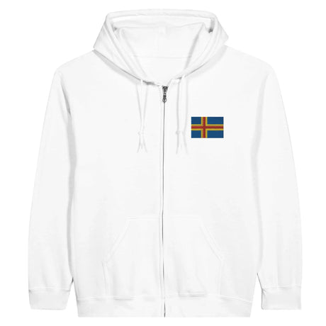 Sweat à capuche zippé åland coton mélangé broderie couleur