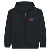 Sweat à capuche zippé åland coton mélangé broderie couleur