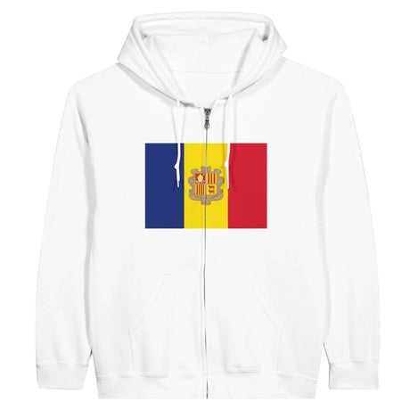 Sweat à capuche zippé andorre coton broderie drapeau