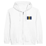 Sweat à capuche zippé barbade coton mélangé broderie