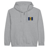 Sweat à capuche zippé barbade coton mélangé broderie