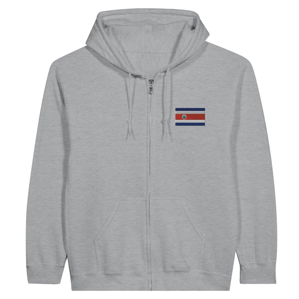 Sweat à capuche zippé costa rica coton broderie couleur