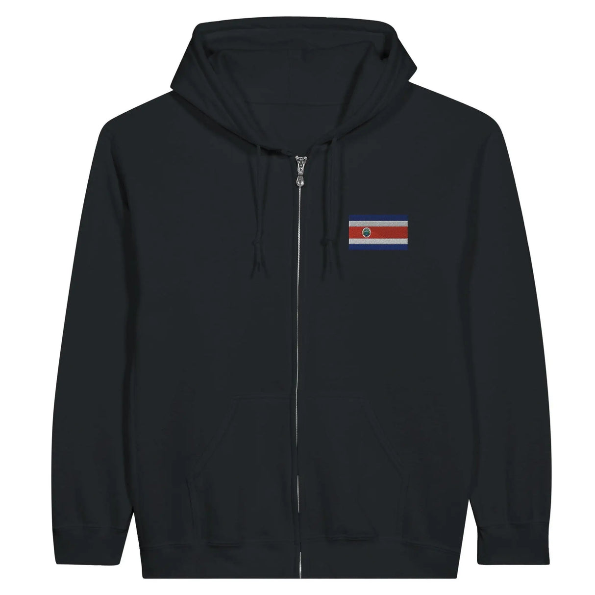 Sweat à capuche zippé costa rica coton broderie couleur