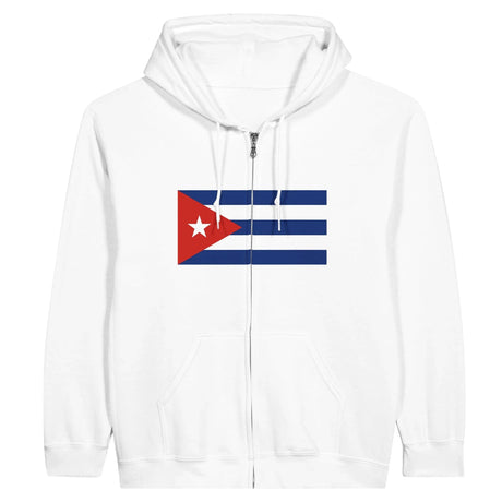 Sweat à capuche zippé cuba coton mélangé broderie