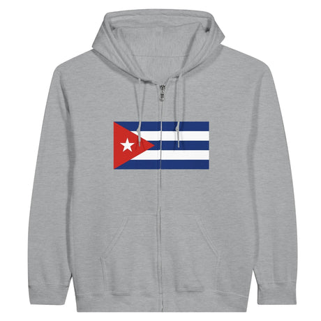 Sweat à capuche zippé cuba coton mélangé broderie