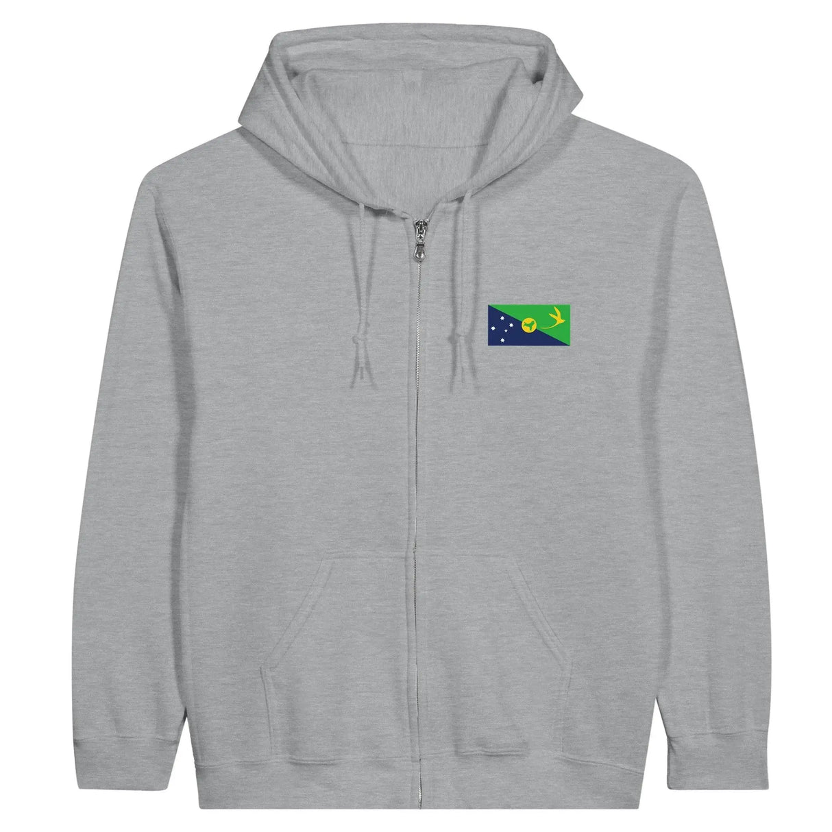 Sweat à capuche zippé île christmas coton broderie couleur