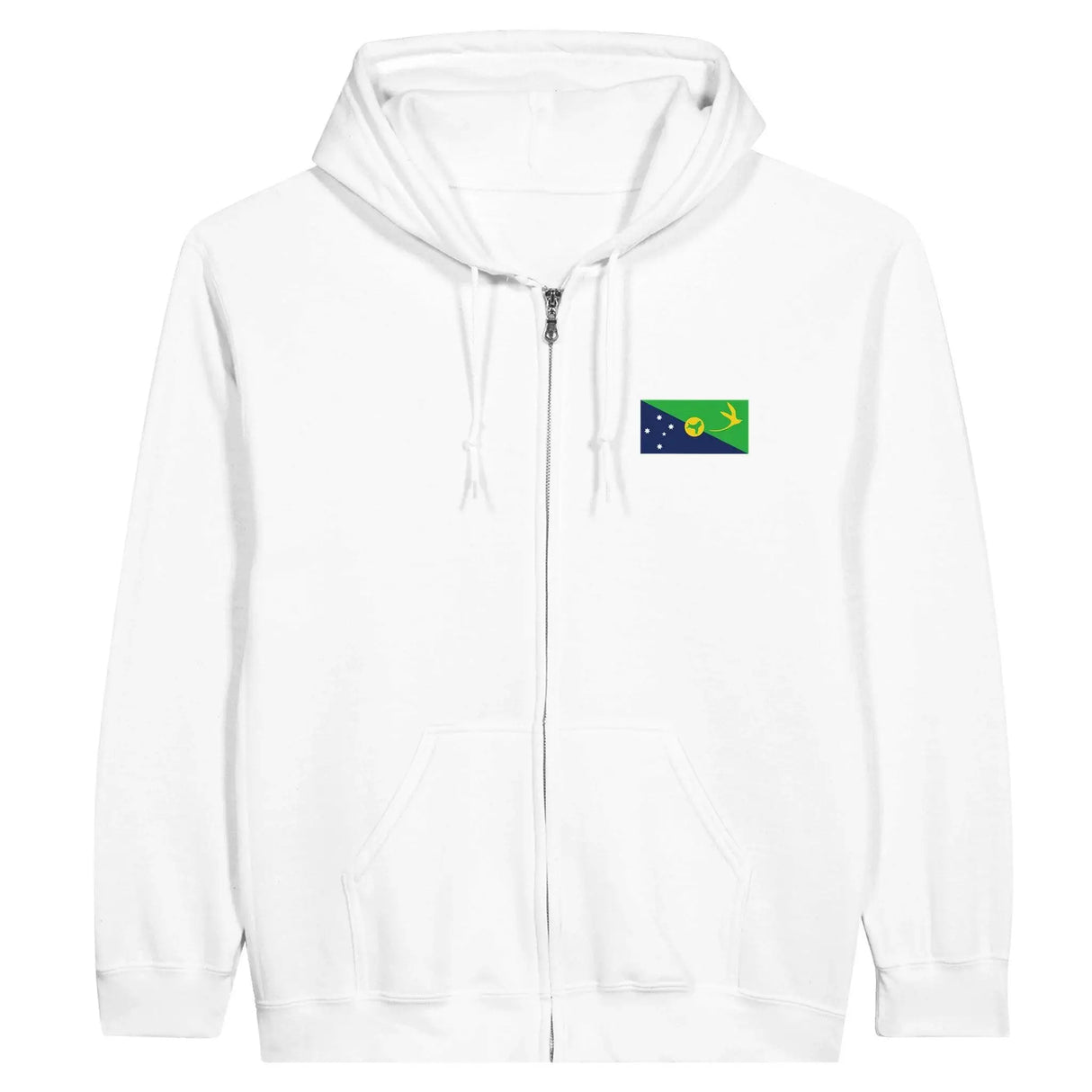 Sweat à capuche zippé île christmas coton broderie couleur