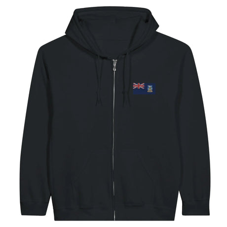 Sweat à capuche zippé îles malouines coton broderie couleur