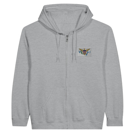 Sweat à capuche zippé îles vierges coton broderie couleur