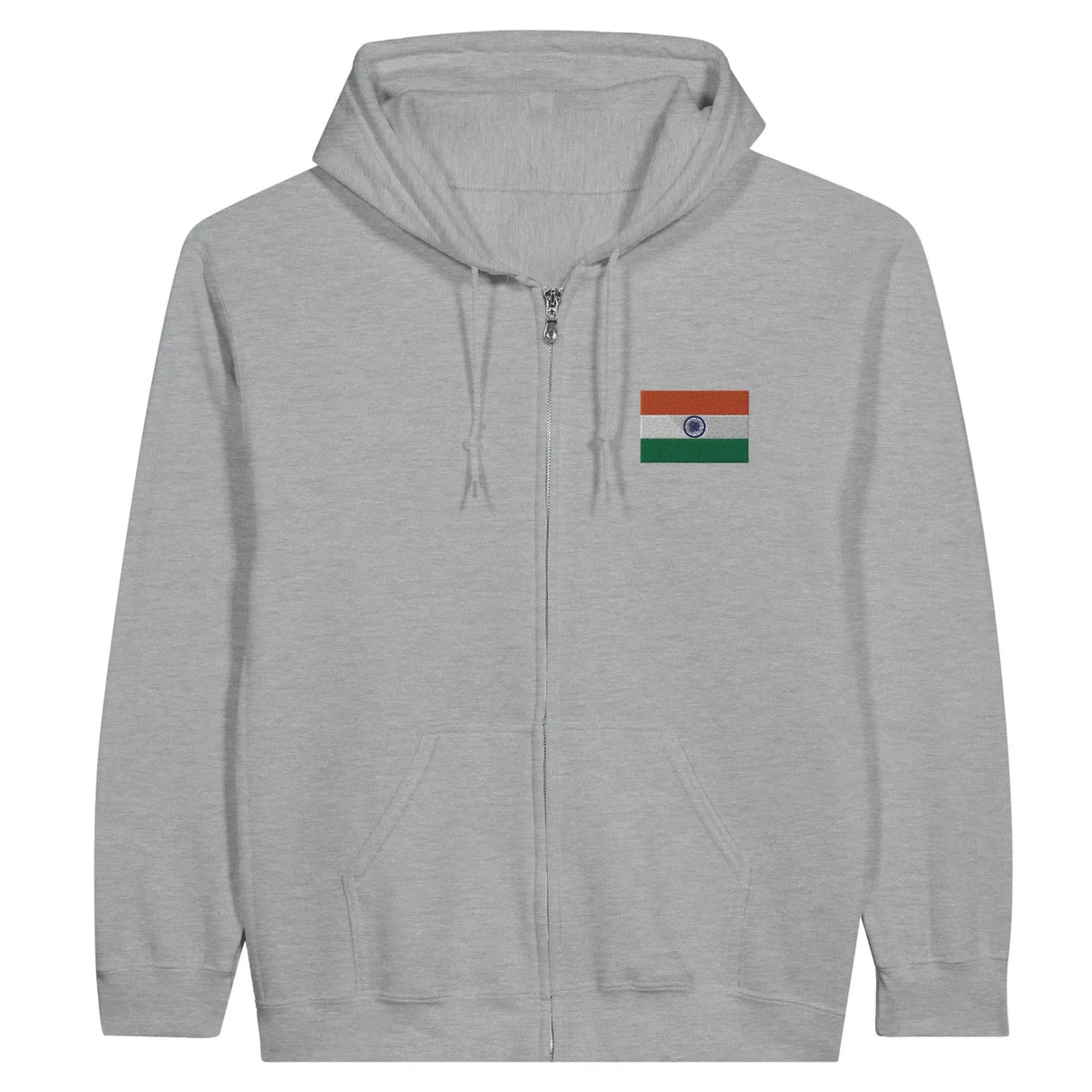 Sweat à capuche zippé inde coton mélangé broderie couleur