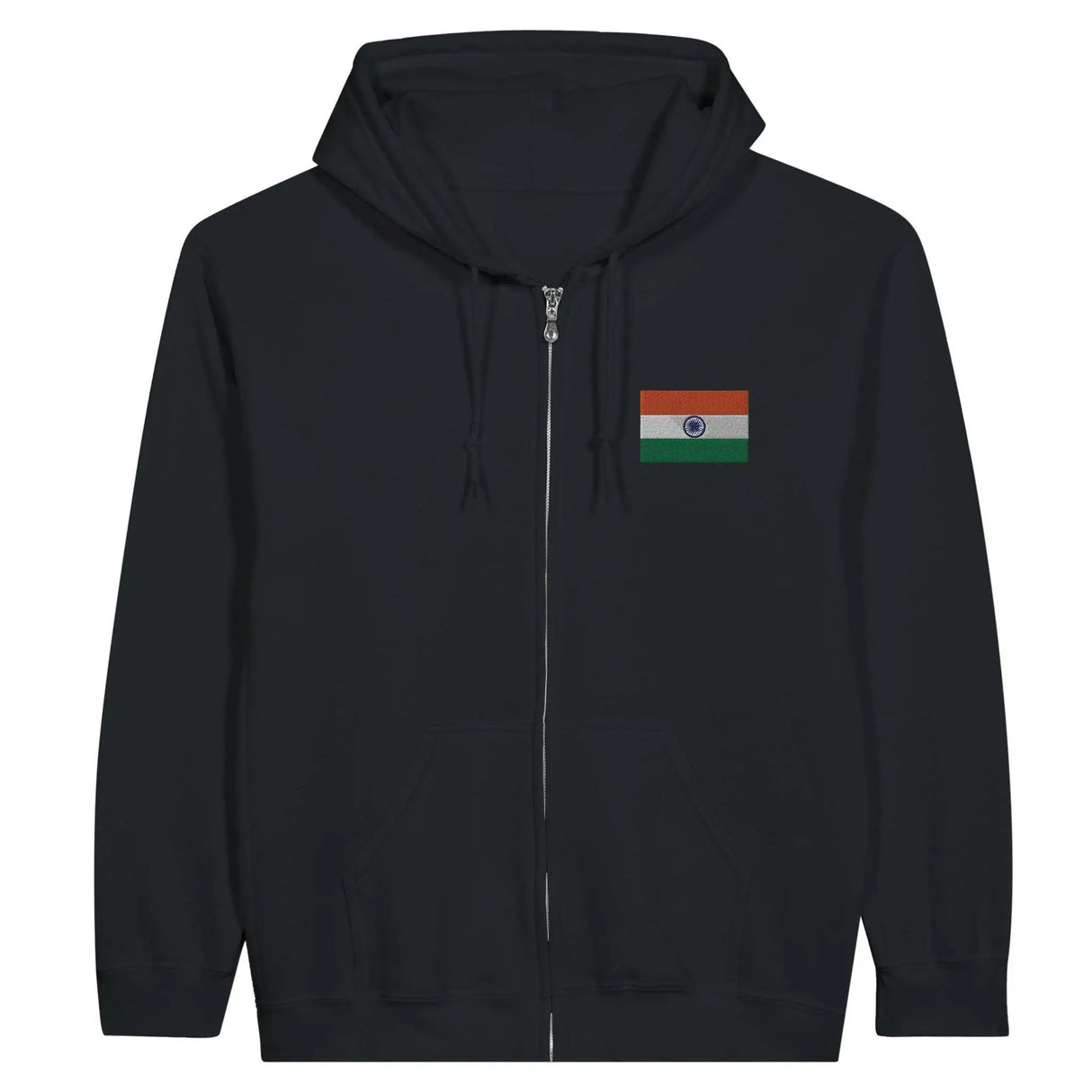 Sweat à capuche zippé inde coton mélangé broderie couleur