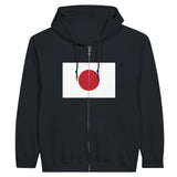 Sweat à capuche zippé japon coton mélangé broderie