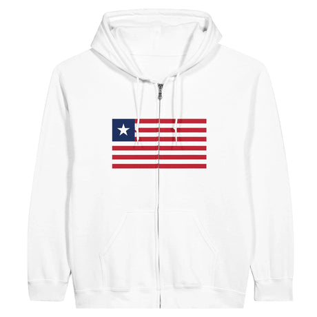 Sweat à capuche zippé liberia coton mélangé broderie