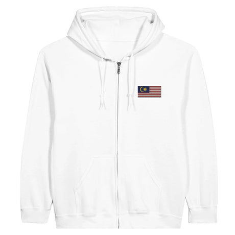 Sweat à capuche zippé malaisie broderie coton mélangé
