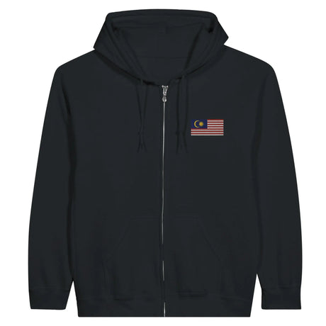 Sweat à capuche zippé malaisie broderie coton mélangé
