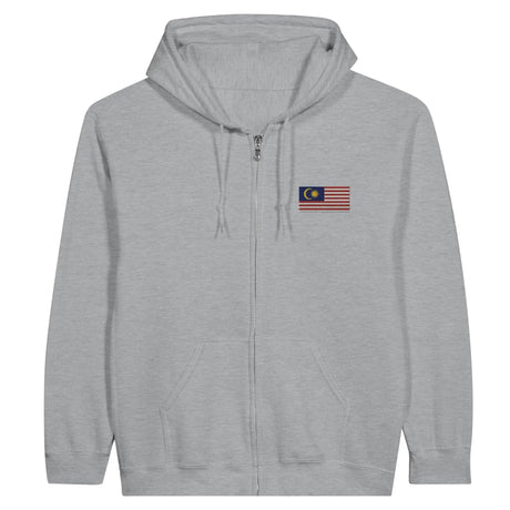 Sweat à capuche zippé malaisie broderie coton mélangé
