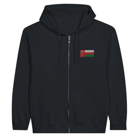 Sweat à capuche zippé oman coton mélangé broderie couleur